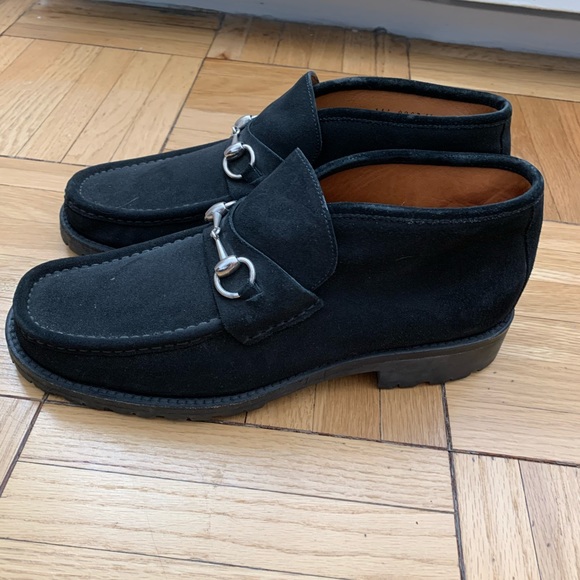 Gucci Men Black Suede Horsebit Ankle Boot 10.5 - Picture 3 of 3